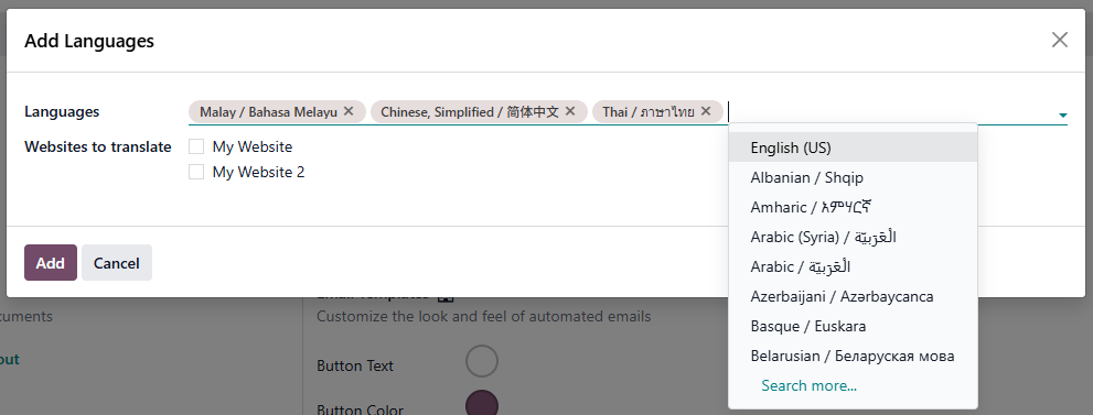 Odoo POS interface showing SST compliance and Bahasa Melayu support for Malaysian SMEs