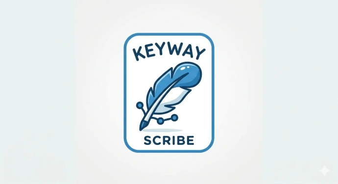 Cartoon quill logo for Keyway Scribe, an AI tool that turns meeting notes into Odoo tasks automatically.