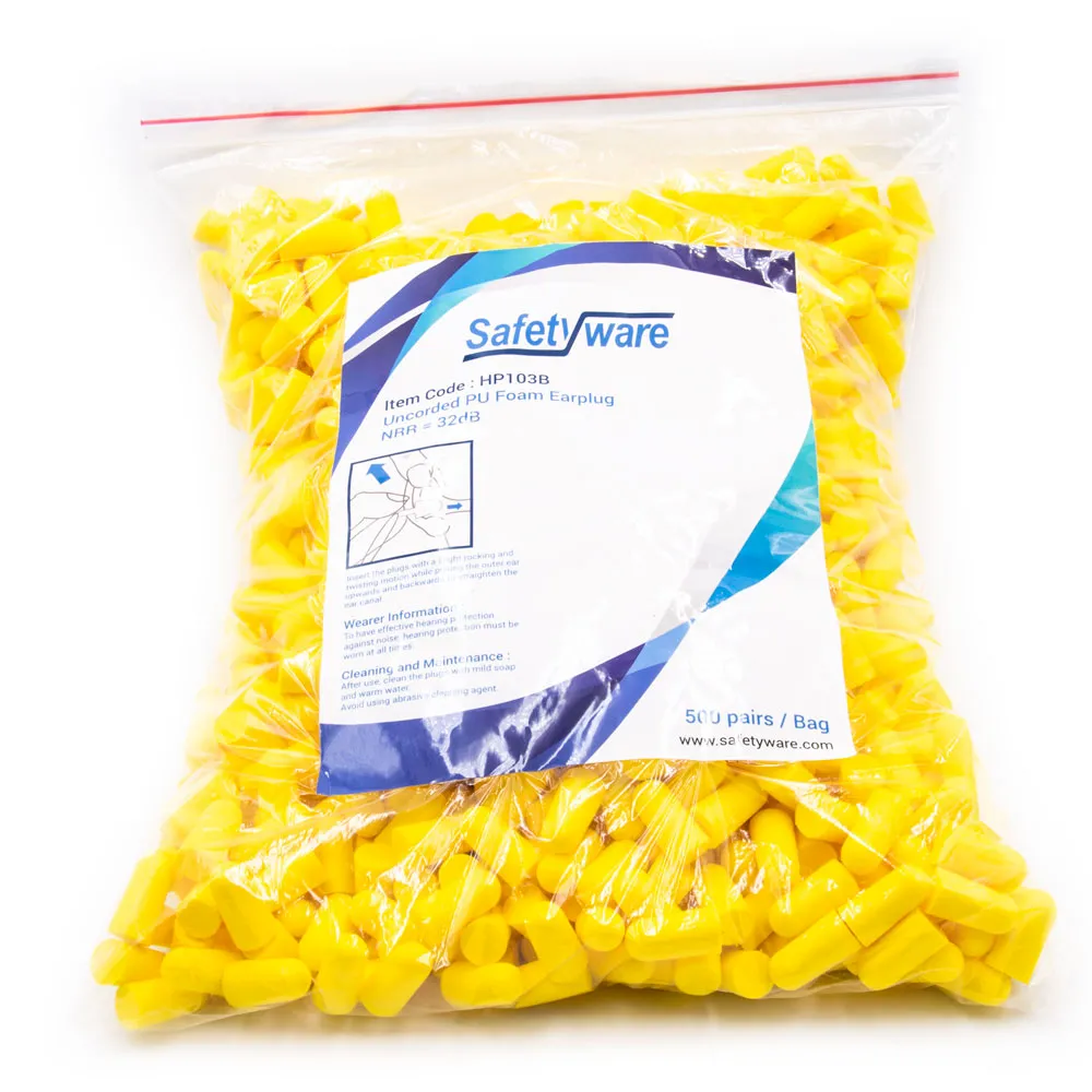 SAFETYWARE EasyFit Uncorded Disposable PU Foam Ear Plugs (500 pairs Refill Pack)