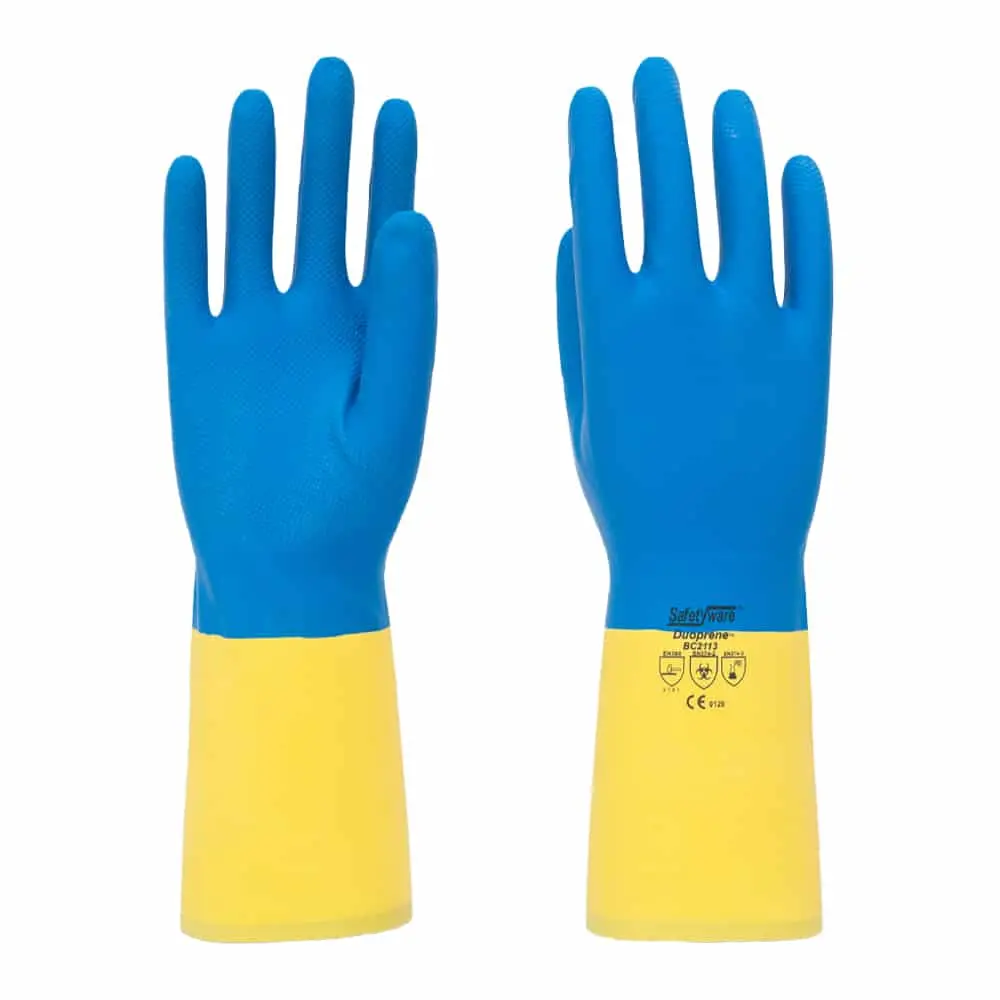 SAFETYWARE Duoprene BC2113 Bi-Color 13" Neoprene Blended over Rubber Gloves